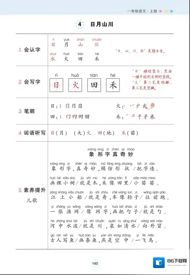 小学每课背记清单格式